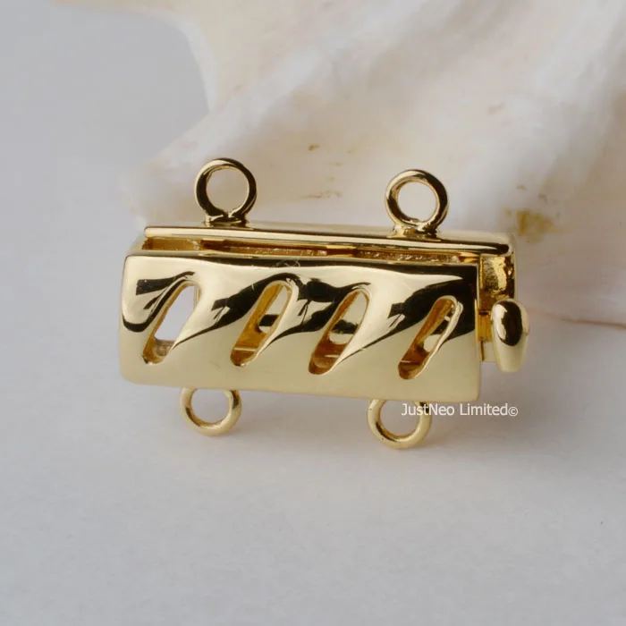 

Solid 9k Karat Yellow Gold Box Clasp Double Strand Au375 9ct Oro Buckle for Necklace Jewelry Findings and Components