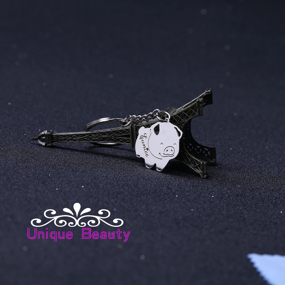 

Customized Keychain 925 Solid Silver KeyChain Pig Shape With Birthstone Personalized Keychain Wholesale Christmas Gift