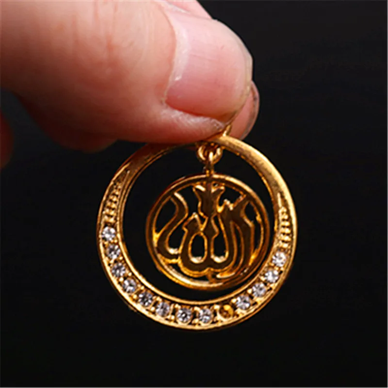 8pcs Gold-Plated Islam Allah Glamour Metal Pendant DIY Charm Muslim Jewelry Crafts Making 30mm A270