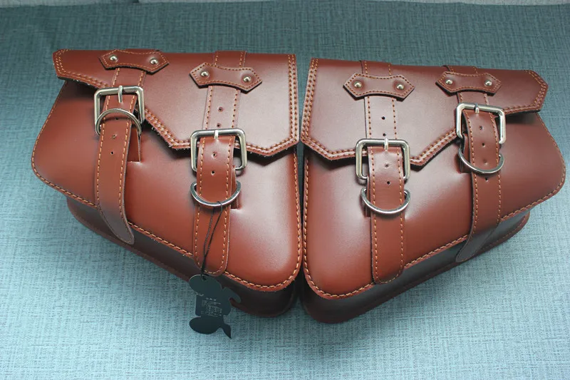 PU Leather Saddlebag Motorcycle Saddle Bags L&R Side Storage Motorbike Side Tool Bag For Sportster XL883 XL1200