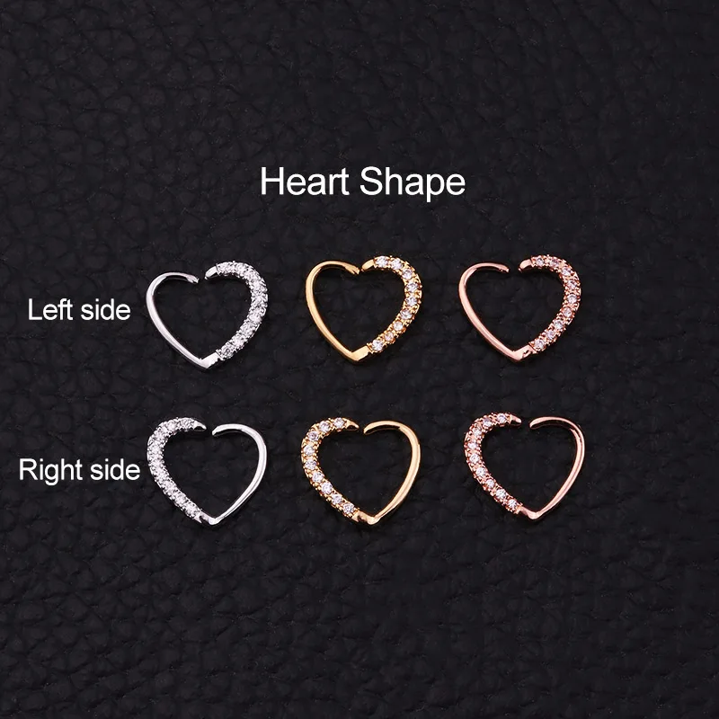 1PC Copper Heart Shape Nose Piercings Daith Piercings Septum Ear Cartilage Piercings Conch Piercings Body Jewelry пирсинг