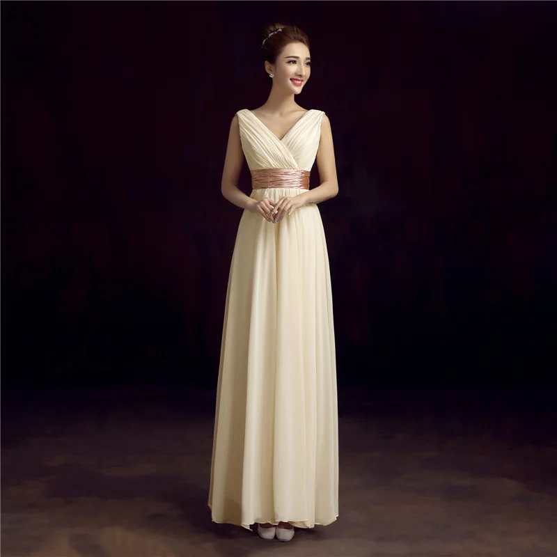 Robe De Soiree New V-Neck Evening Dress Simple Solid Color Pleat Chiffon Vestidos De Festa Prom Dresses Tailor customized image 2