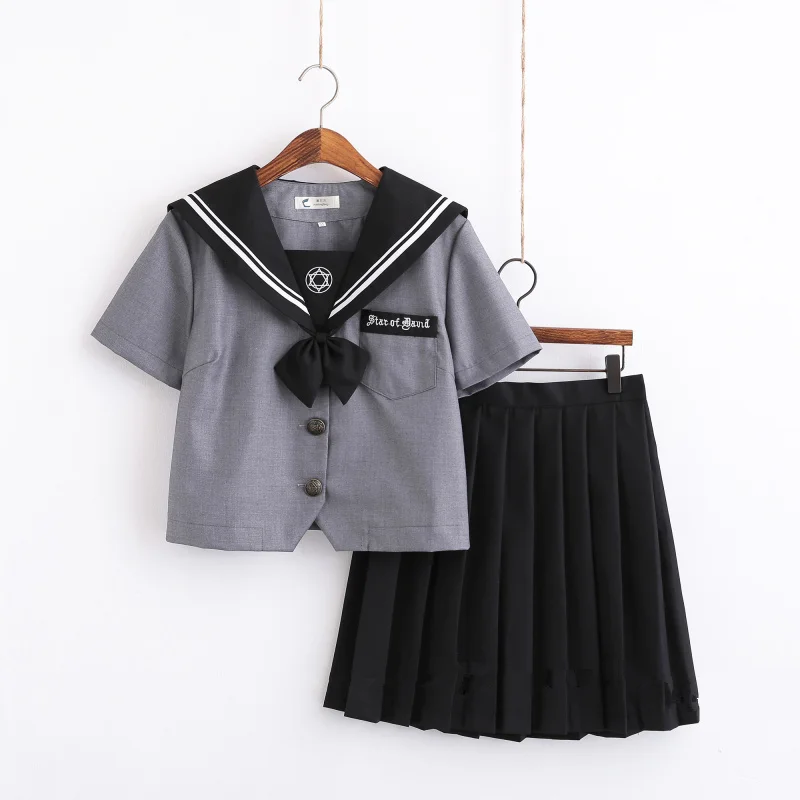 Japanese School Uniform For Girls Sweet Lolita Sailor Korean Uniforms Anime Cosplay Long Sleeve Shirt Pleated Skirt Student Set