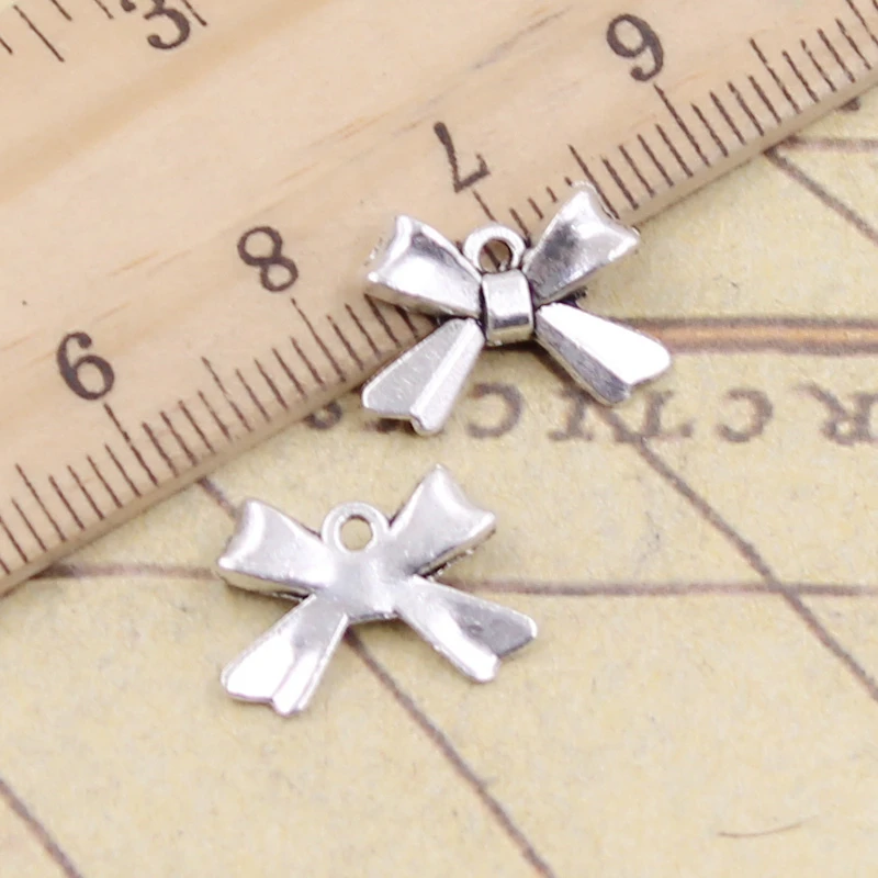 20 sztuk Bowknot Bow 10x14mm tybetański brąz srebrny kolor wisiorki antyczny tworzenia biżuterii DIY Handmade Craft