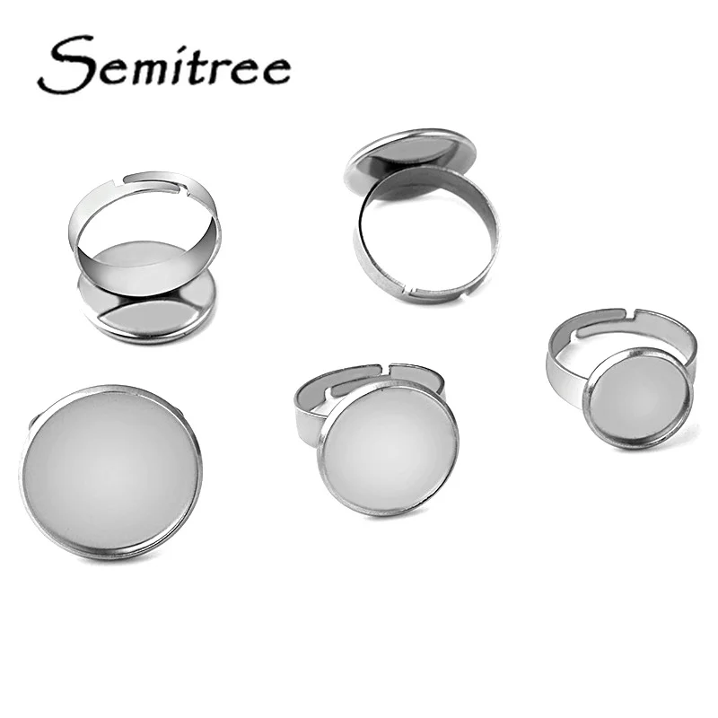 Semitree 10 stuks 10/12/14/16/18/20mm Rvs Glas Cabochon Cameo blank Tray voor DIY Ringen Instelling Sieraden Maken Levert