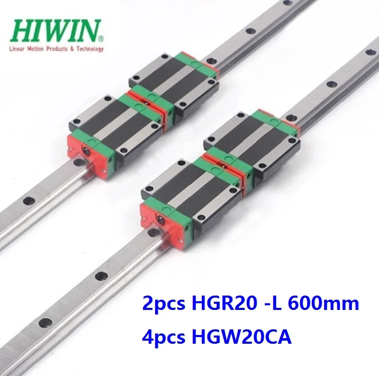 

2pcs origial Hiwin rail HGR20 -L 600mm linear guide + 4pcs HGW20CA HGW20CC flange carriage blocks for cnc router