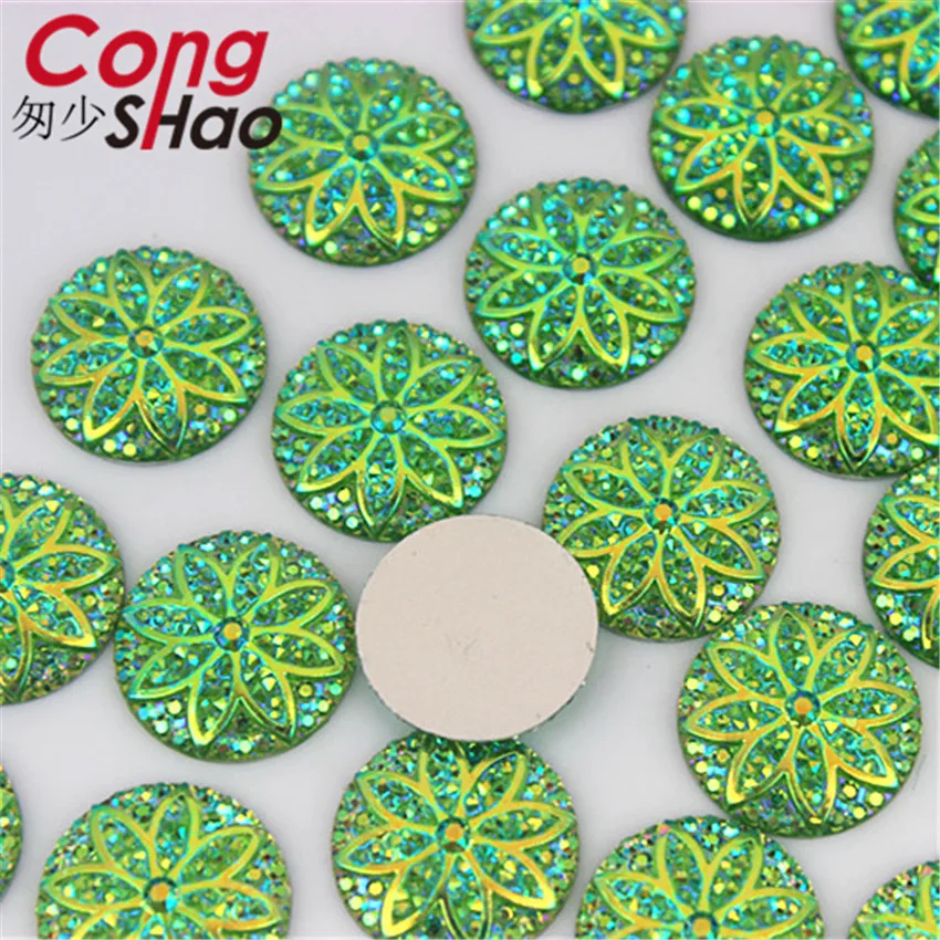Cong Shao 100Pcs 12/16mm AB Colorful flatback stones and crystals Resin Round Rhinestone trim DIY Wedding Dress Button CS675