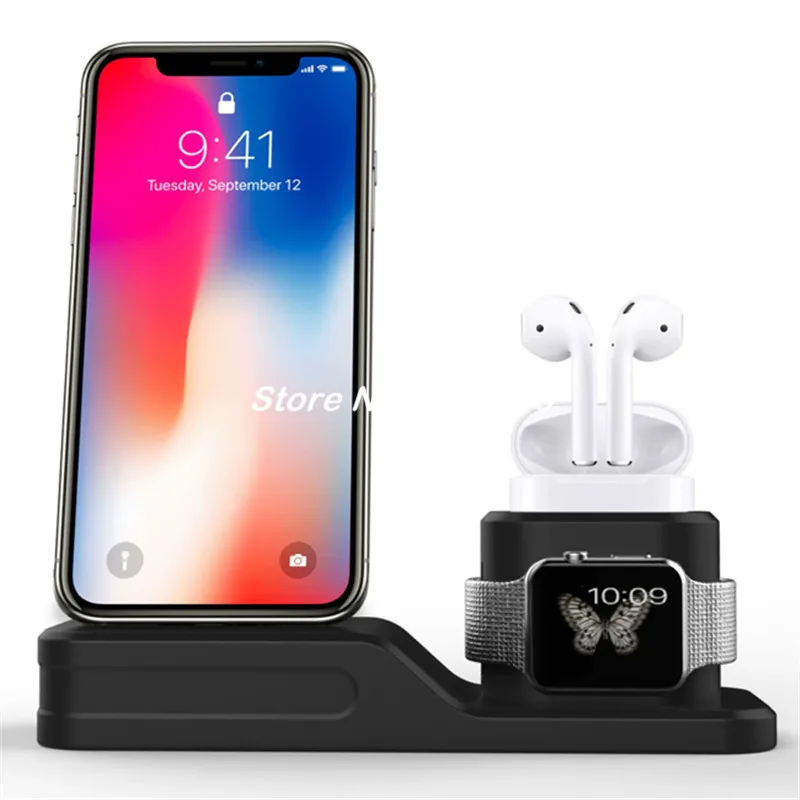 Station de charge 4 en 1, 10 pièces/lot, pour apple watch/chargeur iPhone/écouteur/chargeur et support de crayon, Station de charge de bureau