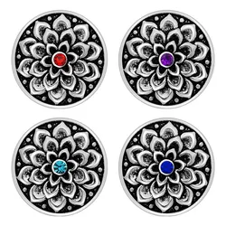 KZ3240 New Beauty elegant Flowers colorful rhinestone 18MM snap buttons fit snap bracelets jewelry wholesale