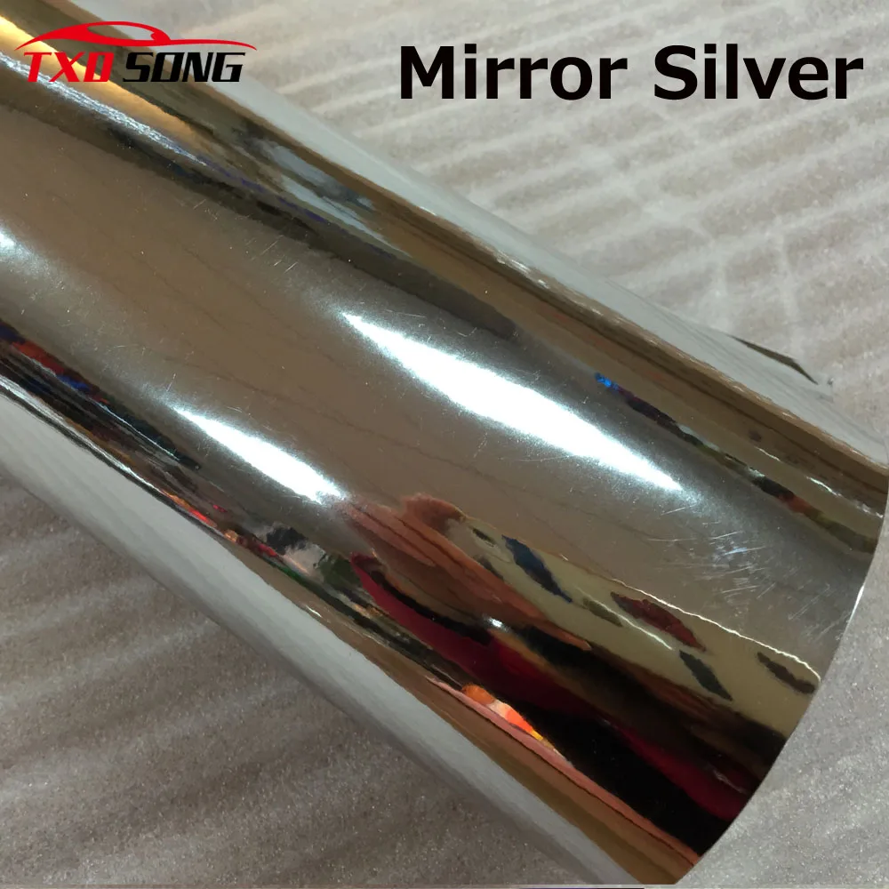 50CM*1M/2M/3M/4M/5M High stretchable mirror silver Chrome Mirror flexible Vinyl Wrap Sheet Roll Film Car Sticker Decal Sheet