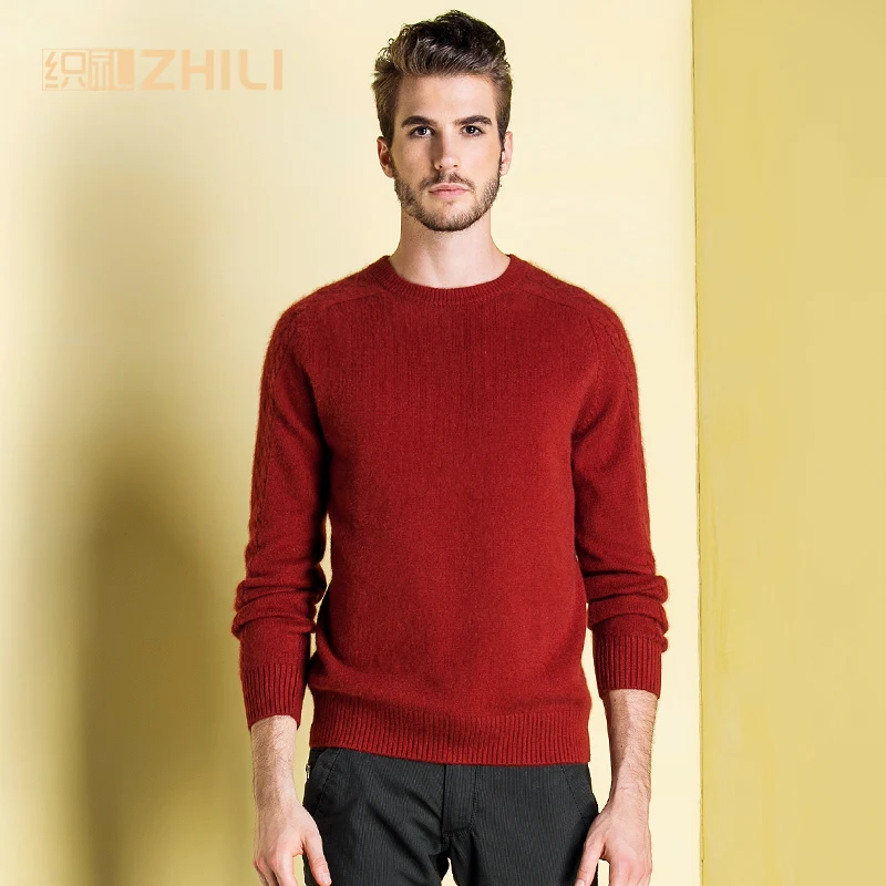 

Winter Men Jumper 100% Pure Cashmere Knitted Sweater O-neck Long Sleeve Warm Pullovers Male 2017 New Sweaters thickening clothes