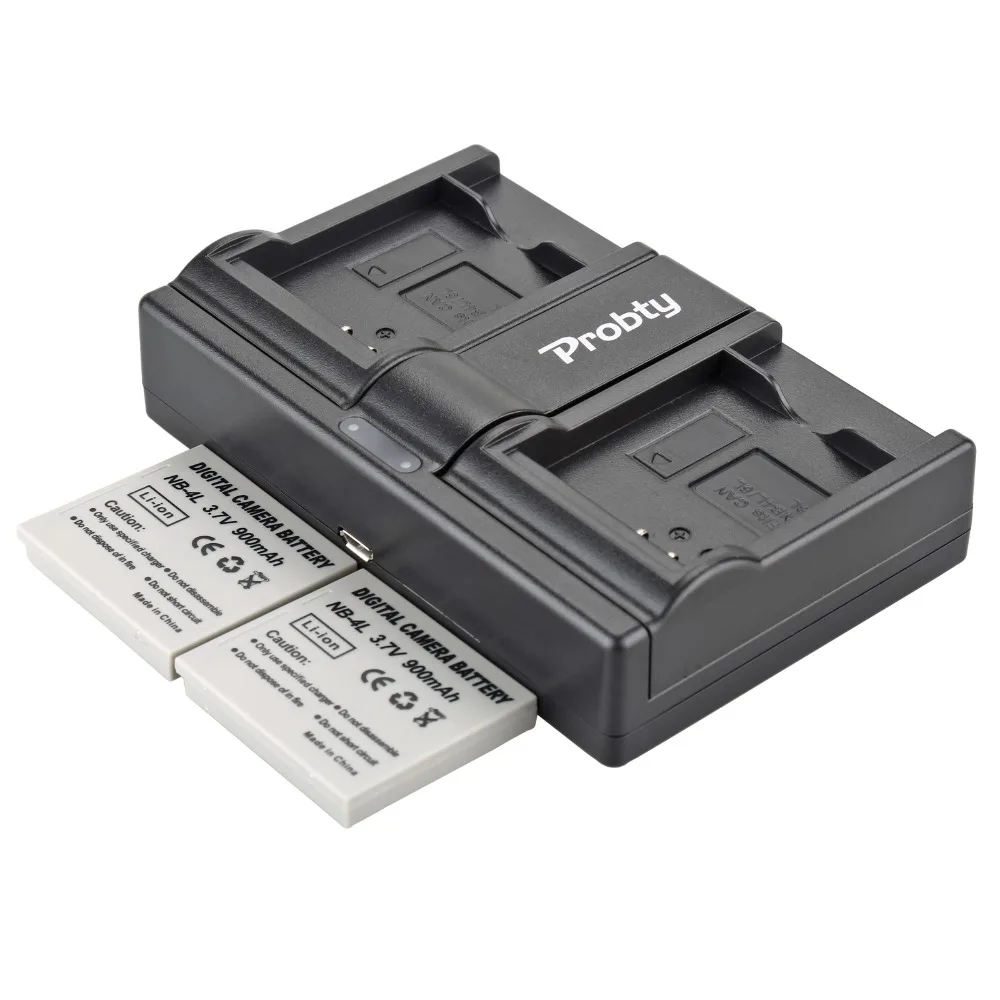 2Pcs Probty NB-4L NB 4L Battery + USB Dual Charger for Canon PowerShot SD200 SD300 SD400 SD430 SD450 SD600 SD630 SD750 SD780 IS