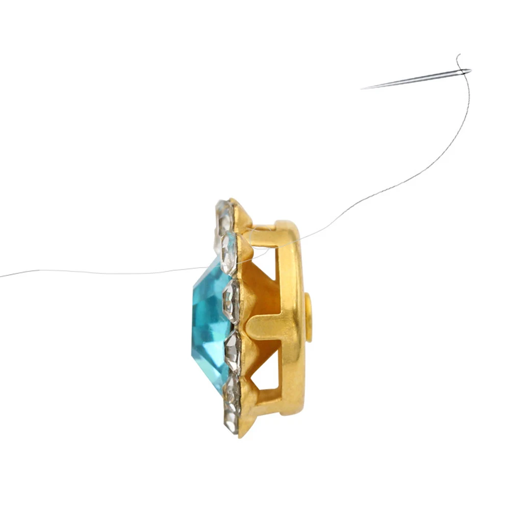 50 Stück Perlenkrallensteine, Perlen, goldene Basis, flache Rückseite, klare Kristalle, zum Aufnähen von Strasssteinen für Handarbeiten, DIY, Kleidungsstück, Dekoration, Knöpfe – Detail 4