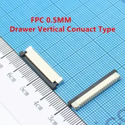 10pcs/lot FPC Connector socket 0.5MM Drawer type Vertical 4P 5P 6P 7P 8P/9/10/12/14/15/16/18/20/22/24/26/28/30/32/38/40/50/60