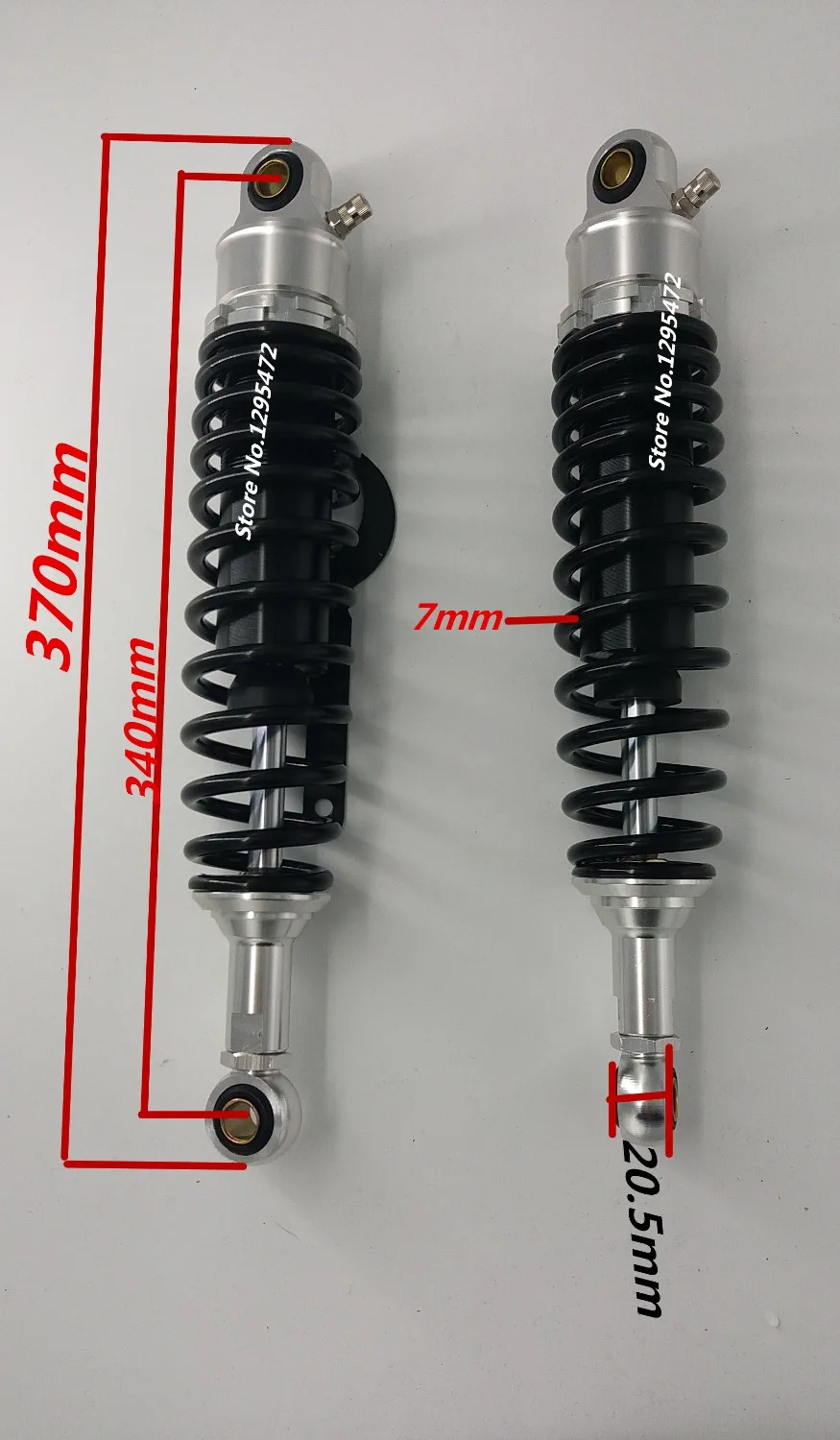 

2pcs Universal 340mm Motorcycle 7mm spring nitrogen Rear Shock Absorber Suspension for honda yamaha suzuki Black & silver