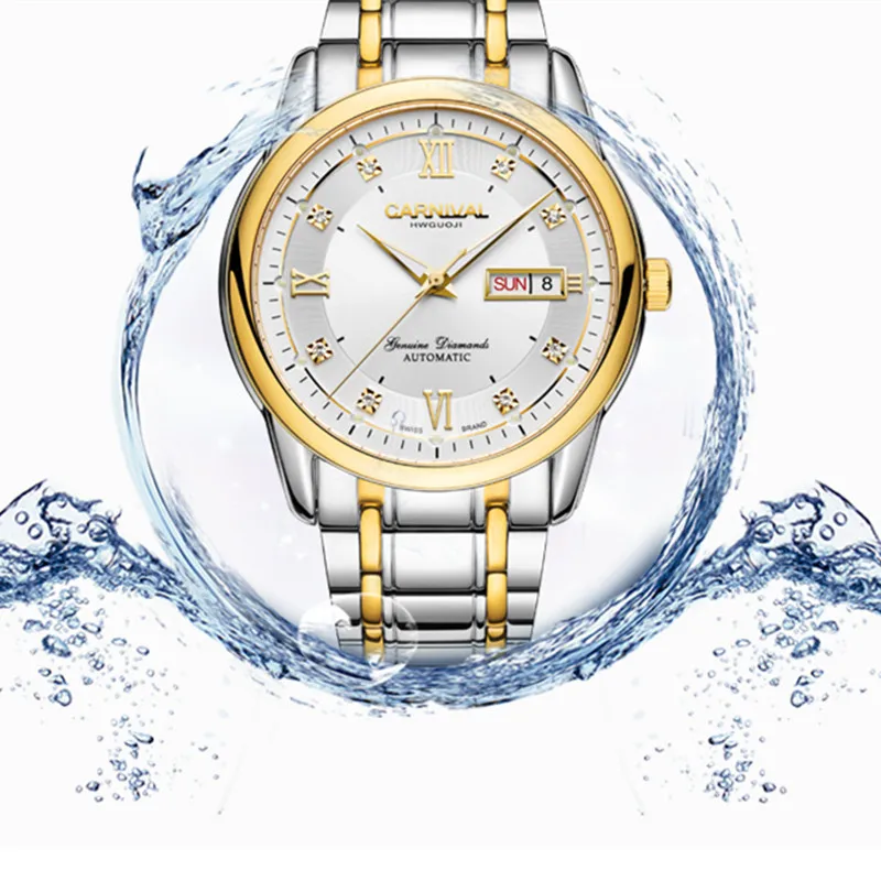 Carnival Switzerland mechanical watch men sapphire steel waterproof mens watches top brand luxury erkek kol saati reloj clocks