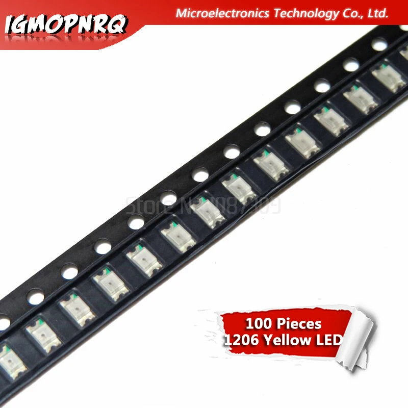 100pcs Yellow 1206 3216 SMD LED diodes light