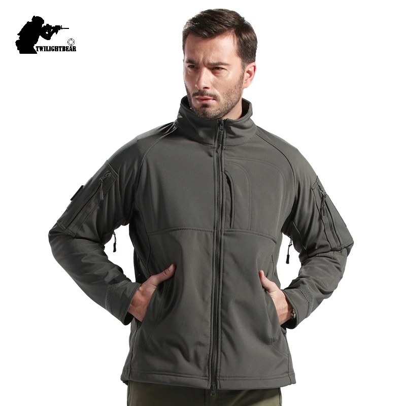 Outdoor SoftShell Men's Fleece Jacket Caot Multi Pockets Warterproof Camping Jacket Men Clothing Camouflage Outerwear AF112