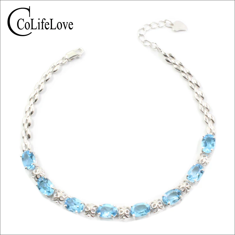 

CoLife Jewelry Fashion Topaz Bracelet for Young Girl 8 Pieces Natural Topaz Silver Bracelet 925 Silver Topaz Jewelry Girl Gift