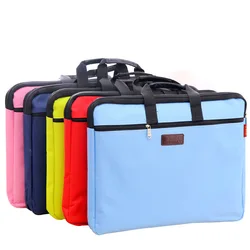 Bolsa de documentos A4 duradera para hombre, soporte para carpeta de archivos con asa, cierre de cremallera, bolso corto de viaje de negocios, rojo y negro