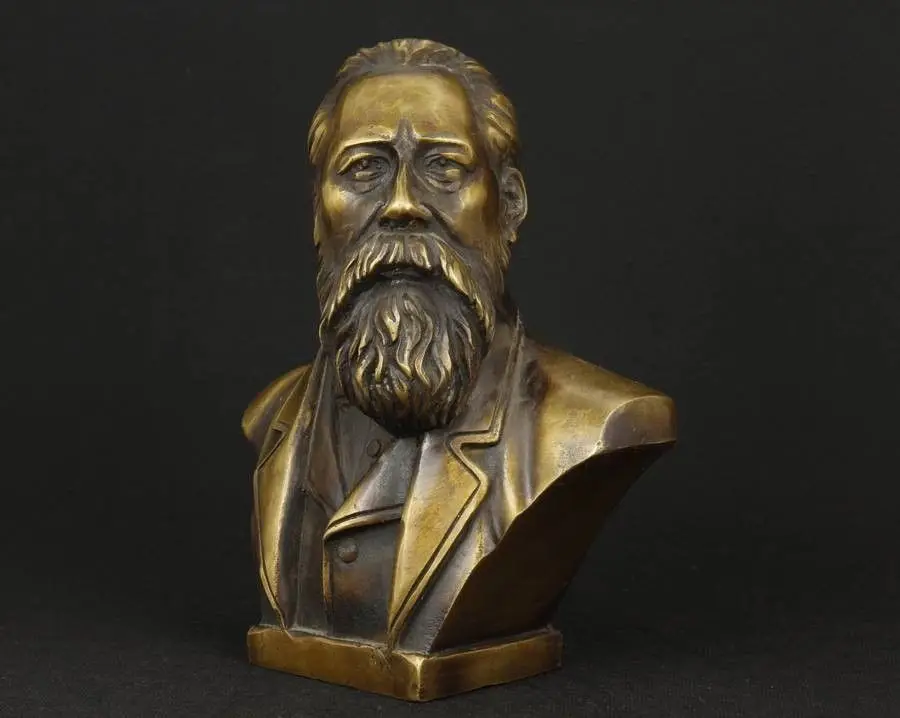 Elaborate Chinese Copper Communist Friedrich Von Engels Bust Statue sculpture