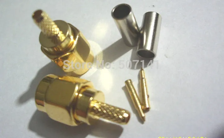 Позолоченный штекер SMA RG174 RG316 LMR100, Разъем RF, 20 шт.