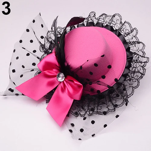 Copricapo da donna fiore Elagant Mini cappello a cilindro Bowknot Decor pizzo Fascinator decorazioni per matrimoni decorazioni per capelli