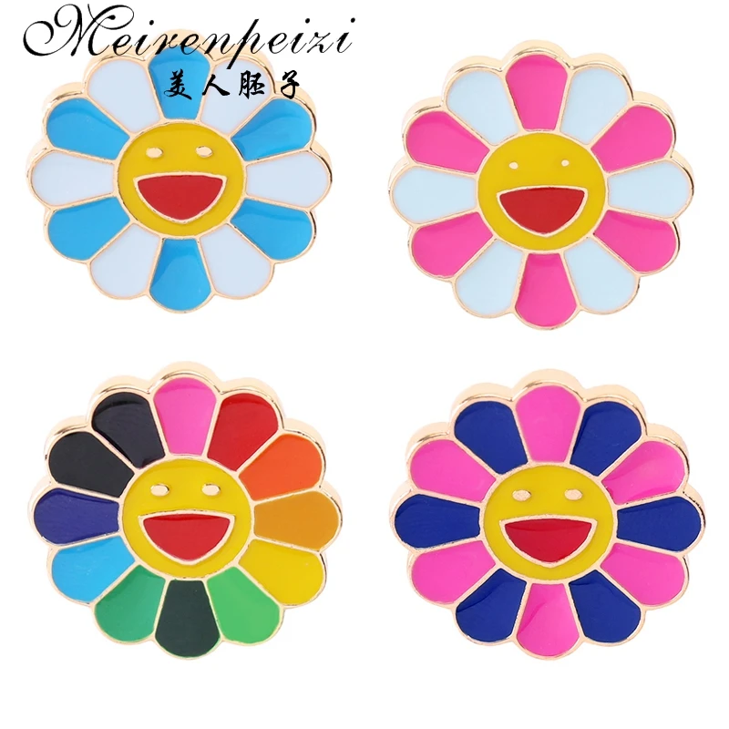 Meirenpeizi Tiny Colorful Sun Flower Badge Brooch Pins Flower Jewelry Apparel Canvas Bag Tannin Shirt Decoration Free Shipping