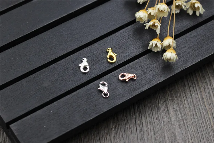 1pc 100% 925 Sterling Silver Lobster Clasps 7/8/9mm Rose Gold/Gold/Silver Color Clasps Hooks Fit Necklace Bracelets DIY Jewelry