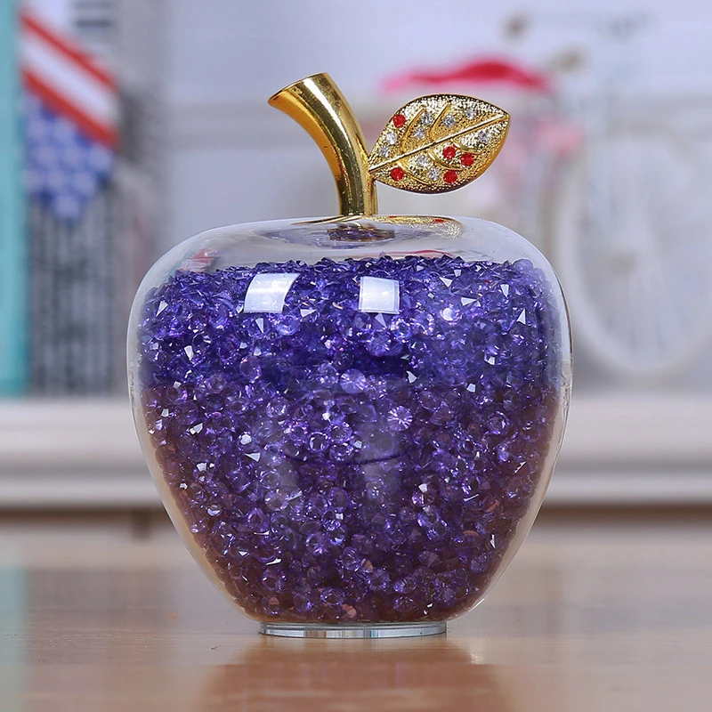 Amazing Love Gifts Hollow Glass Apple Fullfill with Color Crystal Rhinestone Figurines Home Decoration Accessories