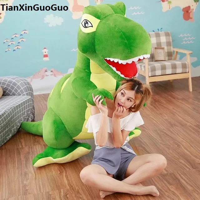 

stuffed plush toy cartoon green Tyrannosaurus dinosaur huge 150cm plush toy soft doll hugging pillow toy birthday gift s0234