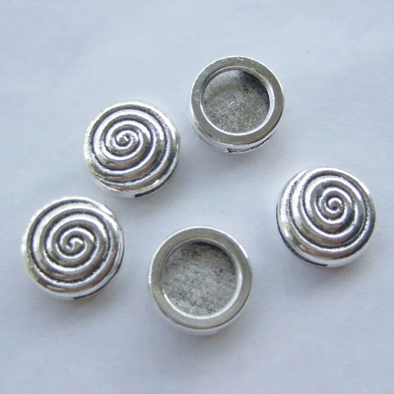 10pcs Jewelry Findings Swirl Slider Spacers 10x2mm Hole For 5mm 10mm Flat Leather