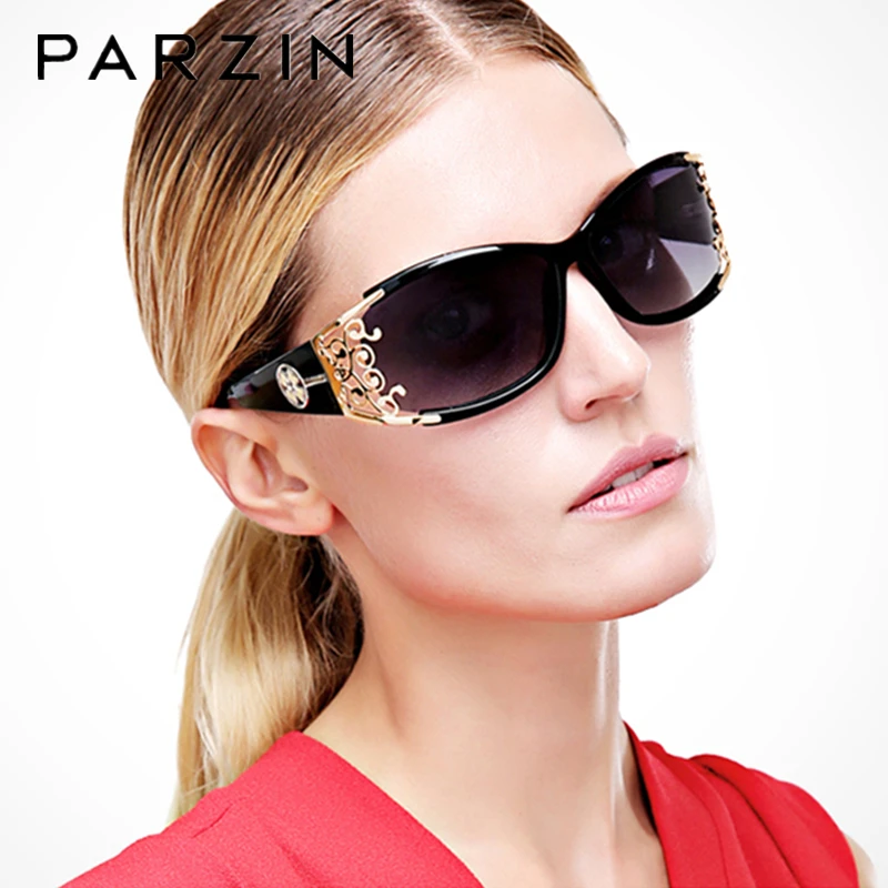 

PARZIN Polarized Sunglasses Women Luxury Sun Glasses For Female Vintage Ladies Shades Sunglases UV 400 Black With Case