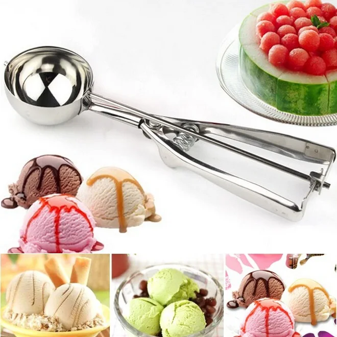 

Stainless Steel Ice Cream Scoop Spoon Melon Baller with Deep 6CM Length 23CM ss993