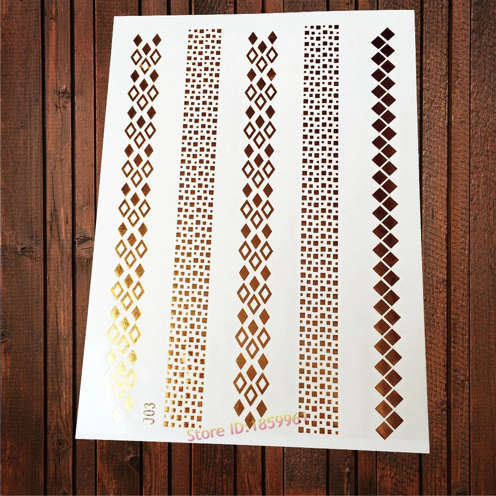 1 шт., большая золотая металлическая Татуировка-наклейка для женщин