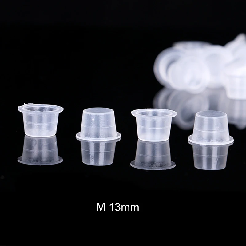 100pcs Sterilzed Plastic Microblading Tattoo Ink Cup Cap Pigment Clear Holder Container S/M/L Size Tattoo Accessories Supplies