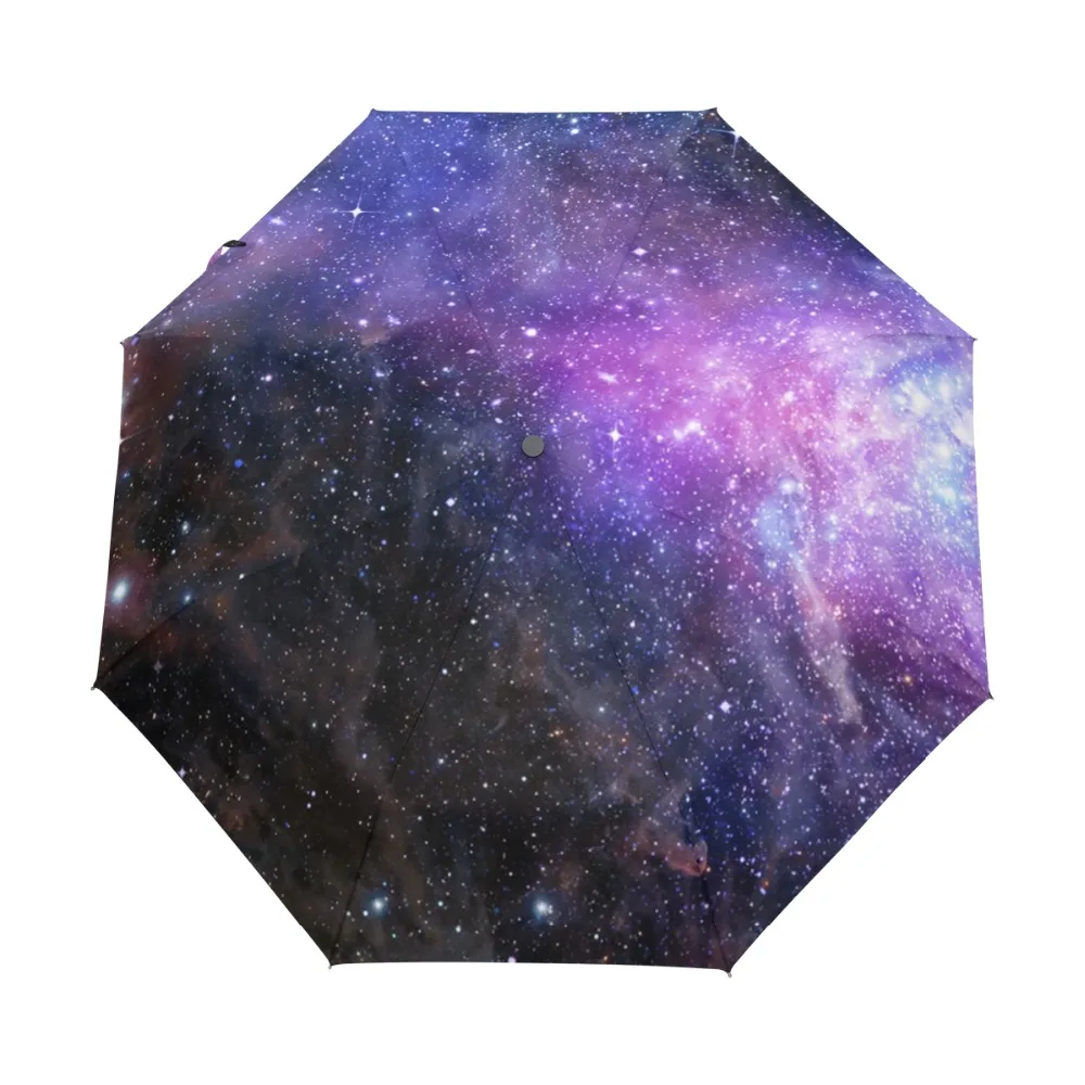 New Milky Way Starry Sky Women's Automatic Umbrella Parasol Three Folding Rain Umbrella Parapluie Outdoor Sun Protection Tool