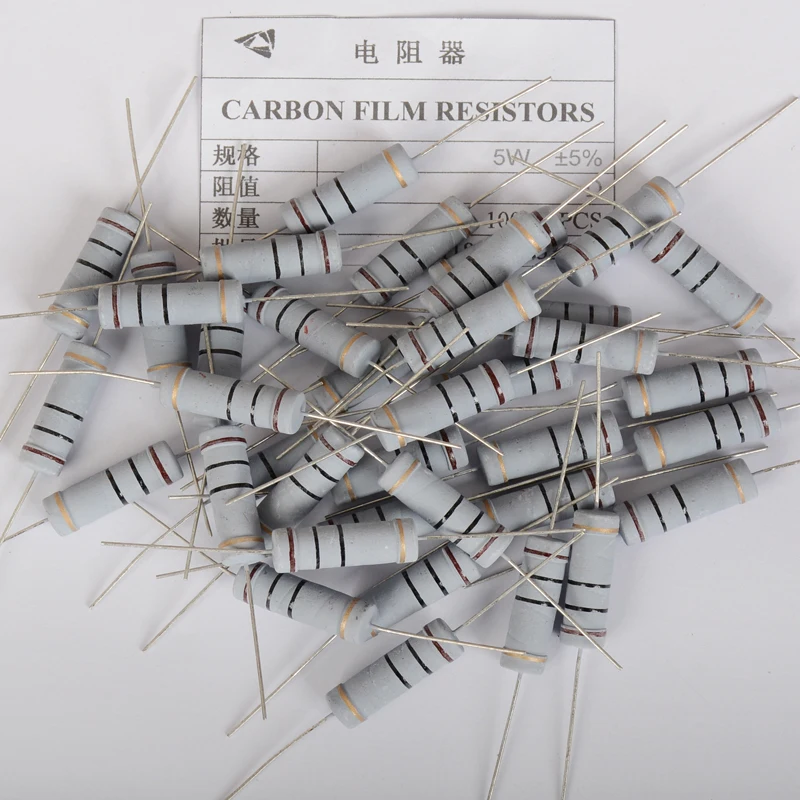 60PCS/LOT 5W 5% 10R-1M 30Values*2Pcs Carbon Film Resistor Commonly Kits Metal Oxide