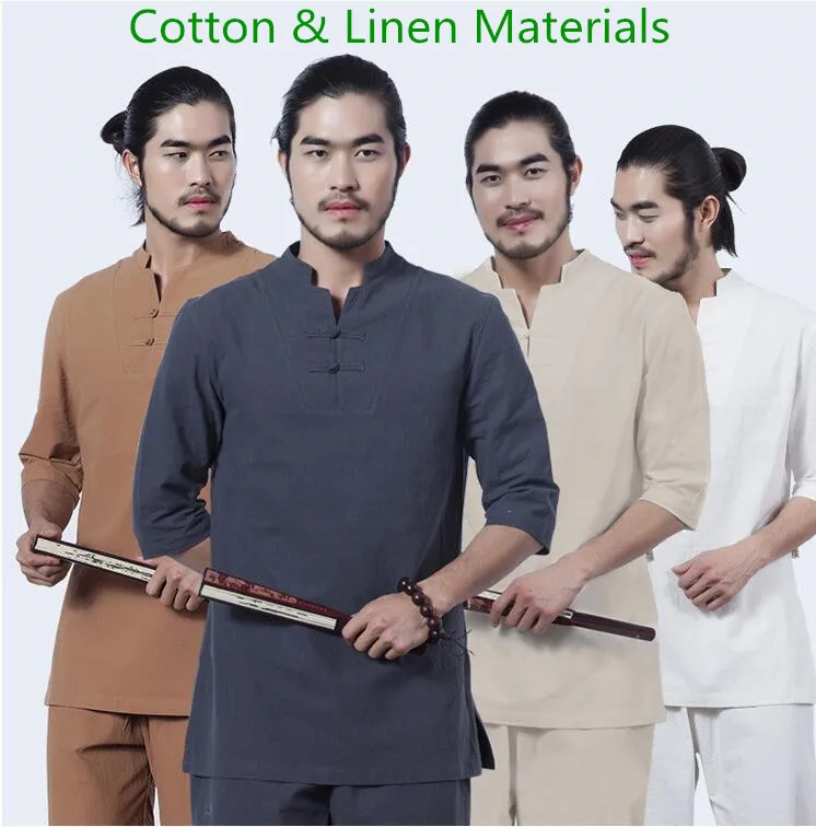 

Cotton linen Materials Comfortable Suits Zen Yoga Clothes Men Taiji Meditation Tea ceremony Retro classical Style Jacket + Pants