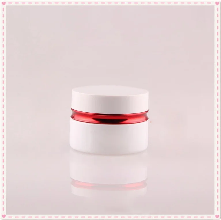 30G pear white  glass   jar with red line white lid ,cosmetic container,,cream jar,Cosmetic Jar,Cosmetic Packaging,glass bottle