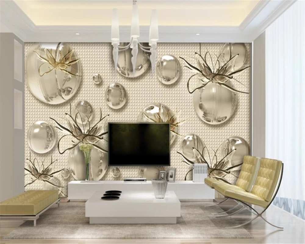 

beibehang Custom wallpaper crystal glass lotus ball soft pack murals 3D backdrop living room bedroom murals photo 3d wallpaper