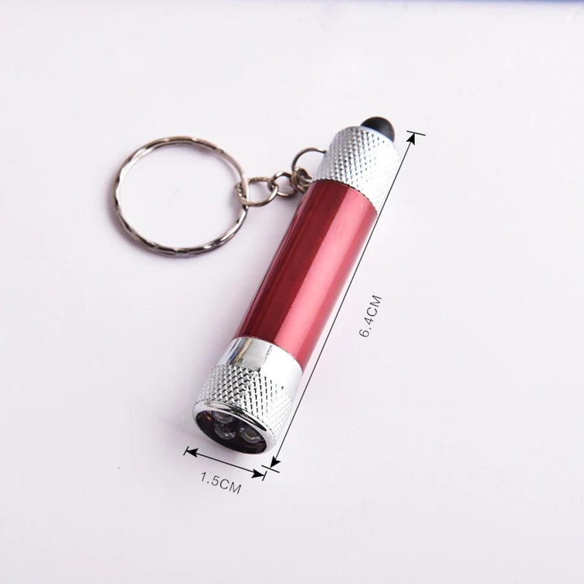 Senter Mini LED Lampu Keras dengan Baterai Gantungan Kunci Tidak Termasuk, Senter Darurat Portabel untuk Berkemah, Mendaki, Berburu