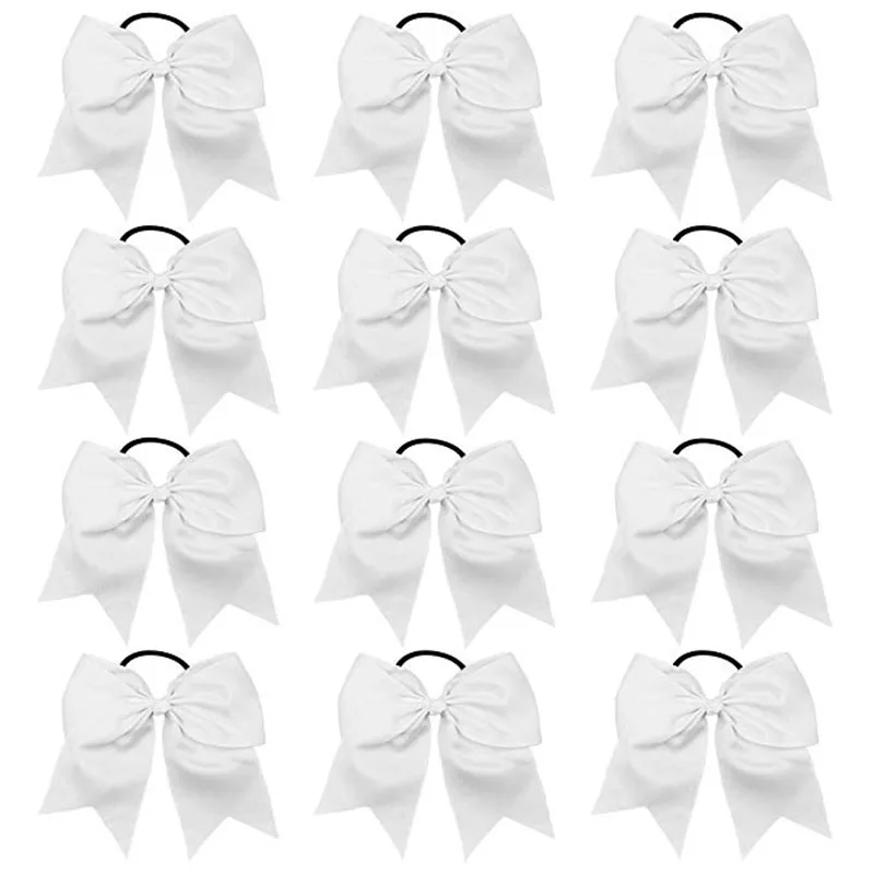 12 SZTUK Duże Kokardy Cheerleaderskie 15 cm, Elastyczne, Ręcznie Robione, Do Włosów, Dla Dziewczyn, Nastolatek, Do Szkoły, na Kolegium, Akcesoria do Włosów