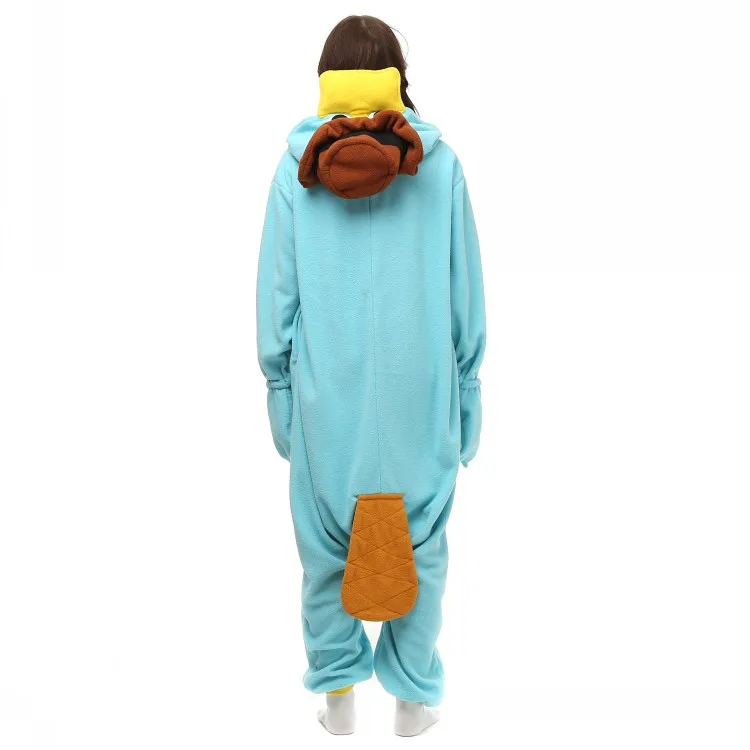 Unisex Perry the Platypus Costumes Onesies Monster Cosplay Pajamas Adult Pyjamas Animal Sleepwear Jumpsuit