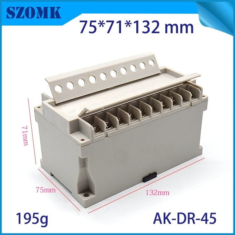 

10 Pcs 132*75*71mm new arrival plastic box for electronics project din rail enclosure for pcb power supply plastic control box