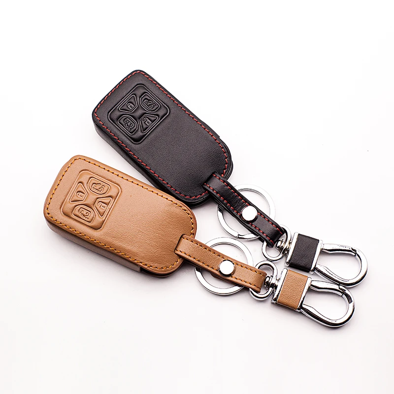 Leather Car Key Cover Car Wallet For Toyota Noah Mark X RAV4 Estimate Corolla Yaris 4 Button Keyless Smart Protect Shell