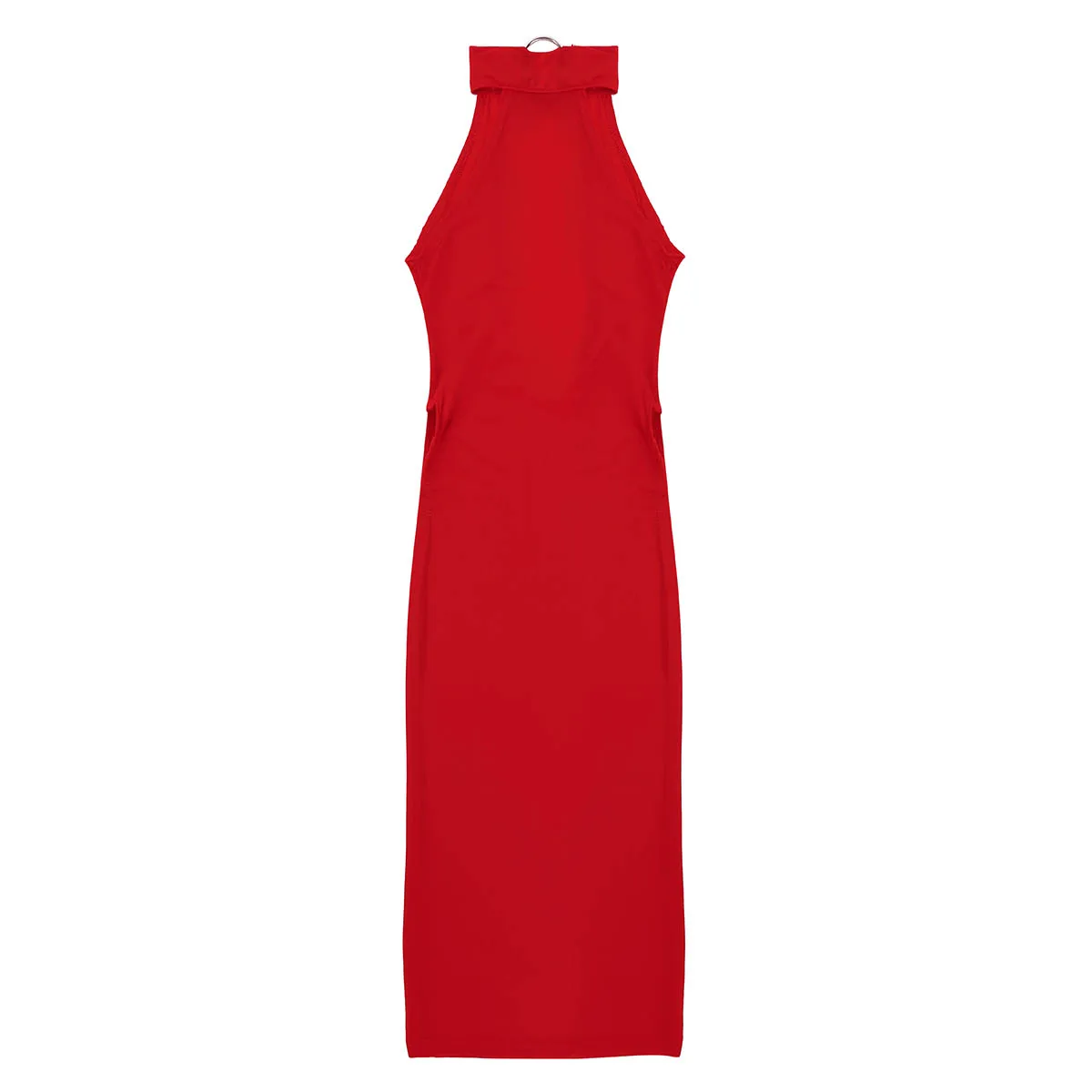 Women Sissy Dress Cheongsam Dress Halter Neck Backless High Slit Leg Dress Vestido Transparent Sexy Lingerie Nightdress Clubwear