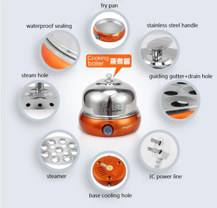 غلاي بيض من الفولاذ المقاوم للصدأ (9 بيض) صياد بيض متعدد الوظائف باخرة بيض أوتوماتيكية