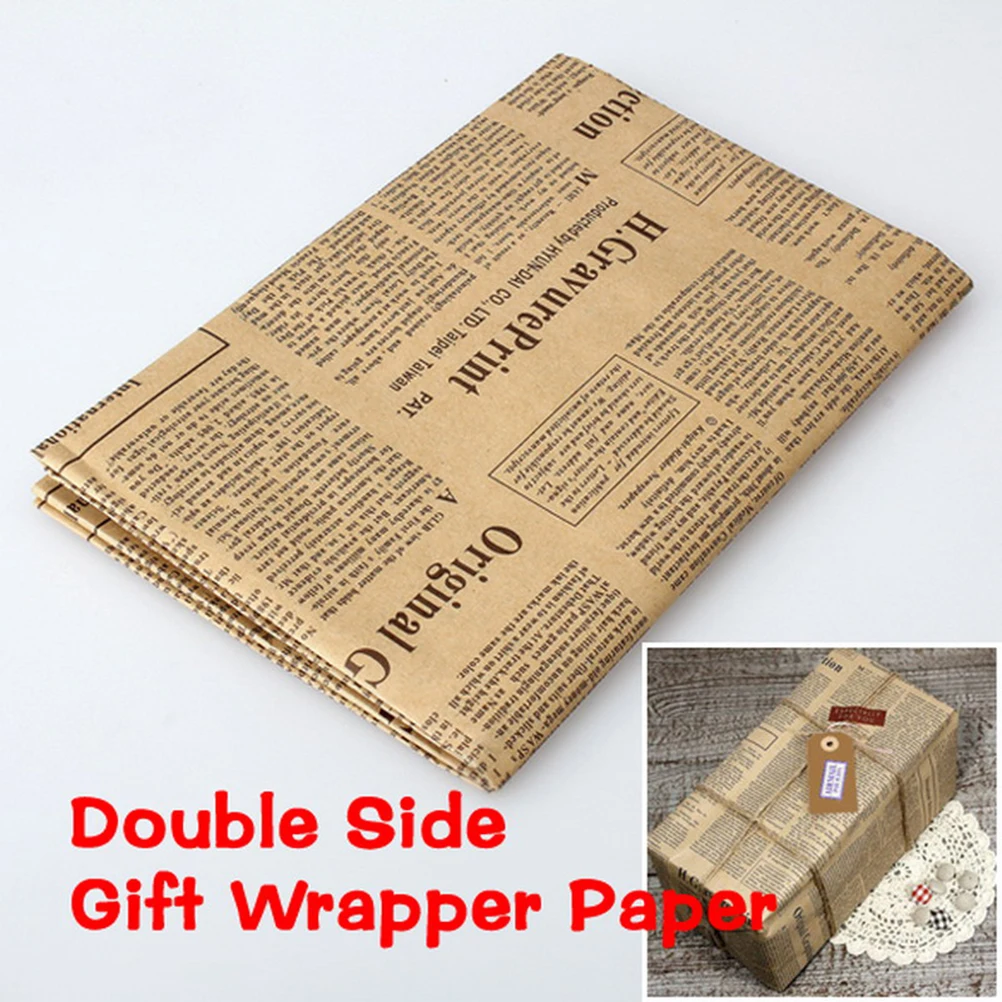 1Pcs 52x75cm Wrapping Paper Wrap Artware Packing Package Paper Christmas Kraft Paper Vintage Newspaper Gift Random Color