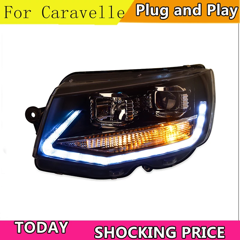 

Car Styling Head Lamp case for VW Caravelle T6 Headlights 2017 2018 LED Headlight DRL Lens Double Beam Bi-Xenon HID